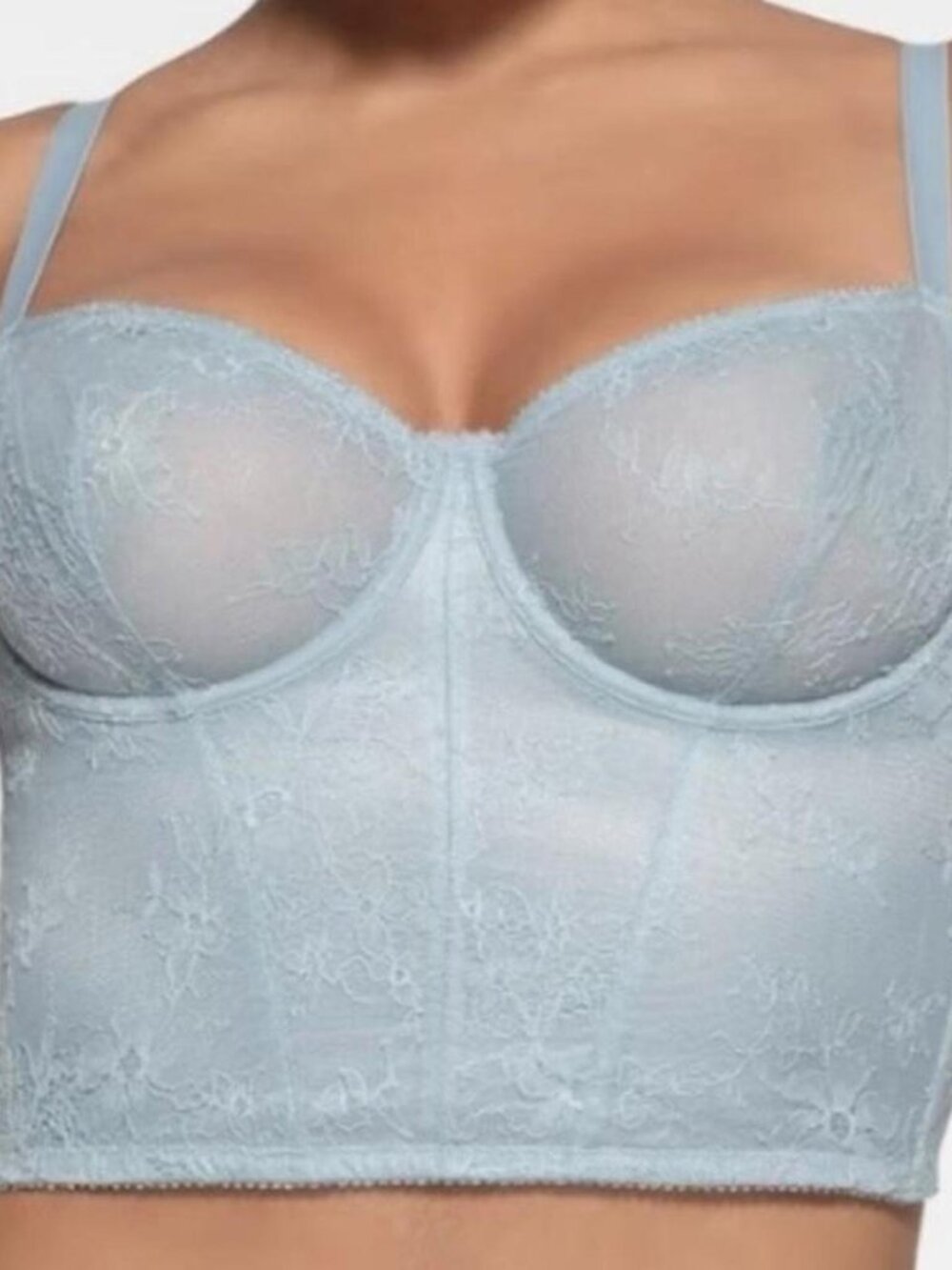 SKIMS Bustier Womens Small Blue Ultra Fine Lace Corset Lingerie Top
